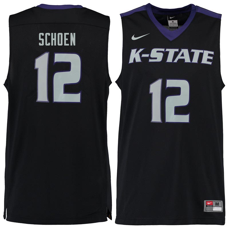 Men #12 Mason Schoen Kansas State Wildcats College Basketball Jerseys Sale-Black